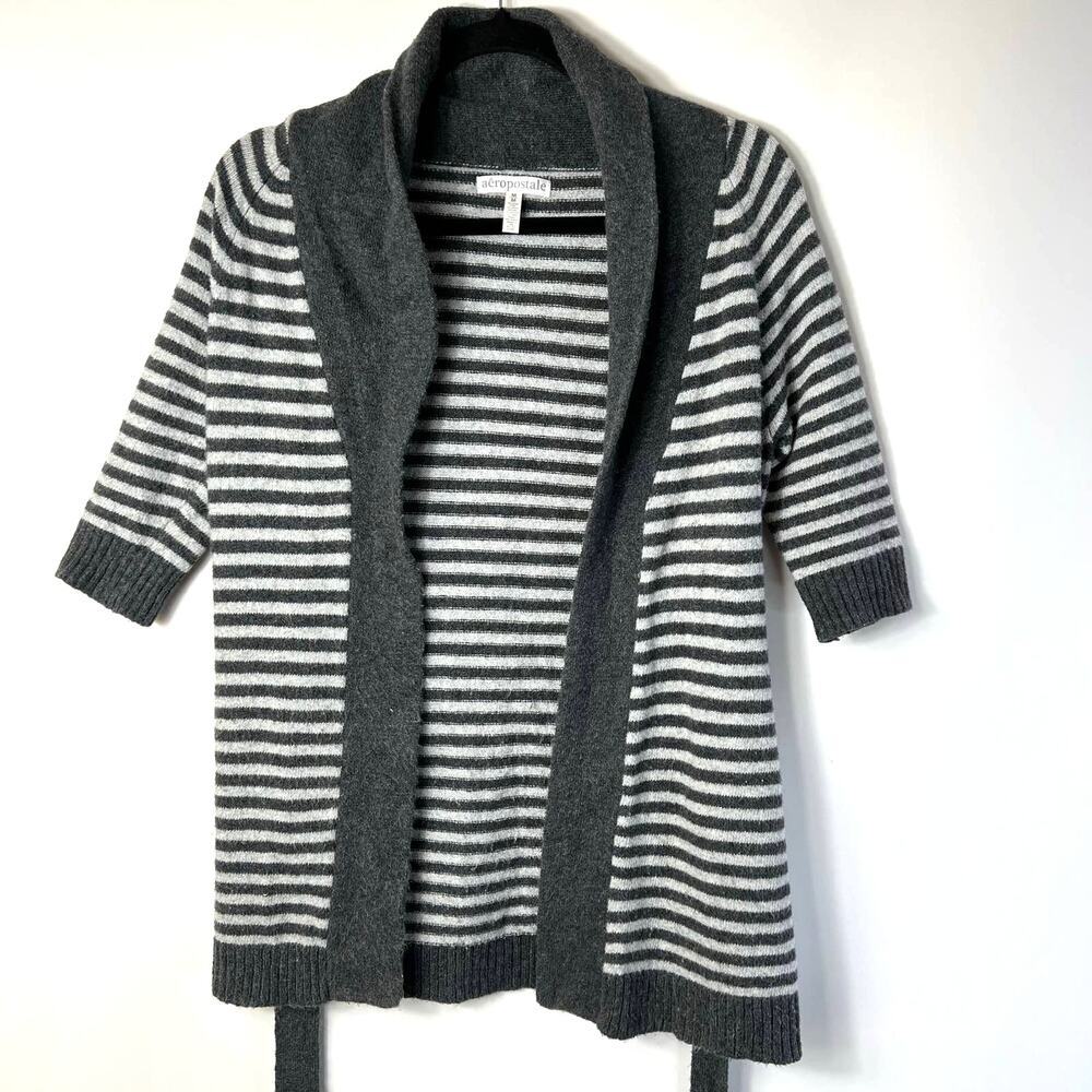 aeropostale Striped Belted Cardigan‎ Size M